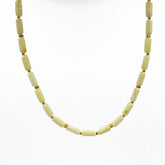 Milky Amber Barrel Beads Necklace 14k Gold Plated